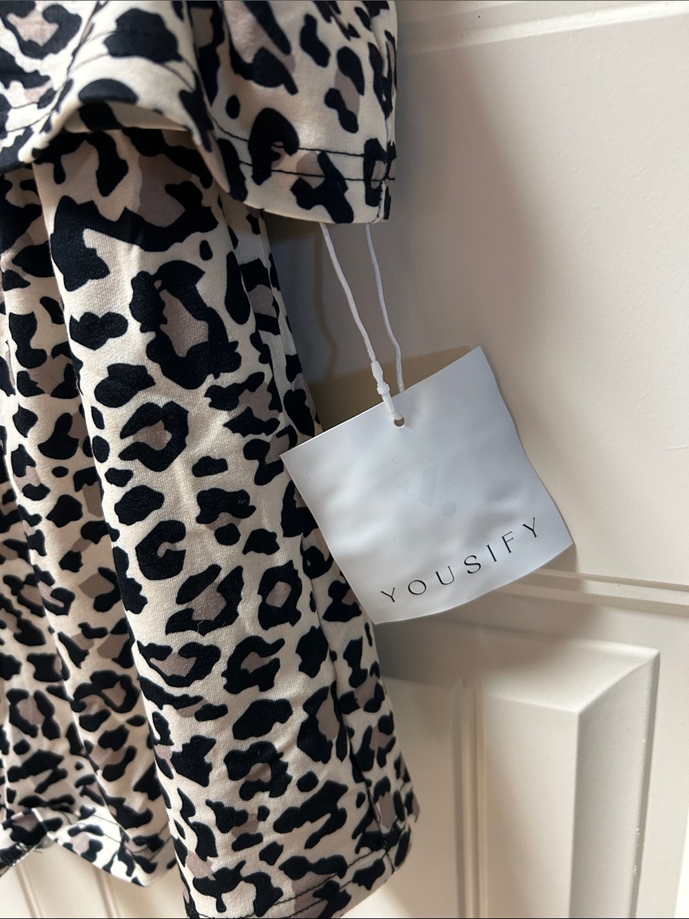Leopard Print Short Sleeve short set- Black & Cream - Picture 2 of 2